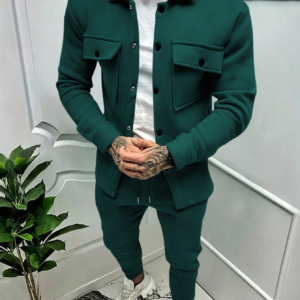 Manfinity Homme Men'S Solid Color Casual Jacket and Pants